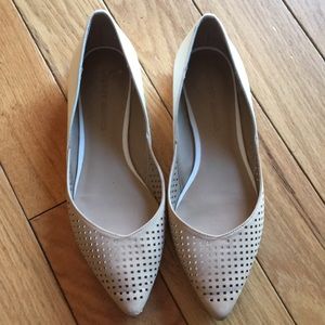Tan and white Audrey Brooke flat shoes